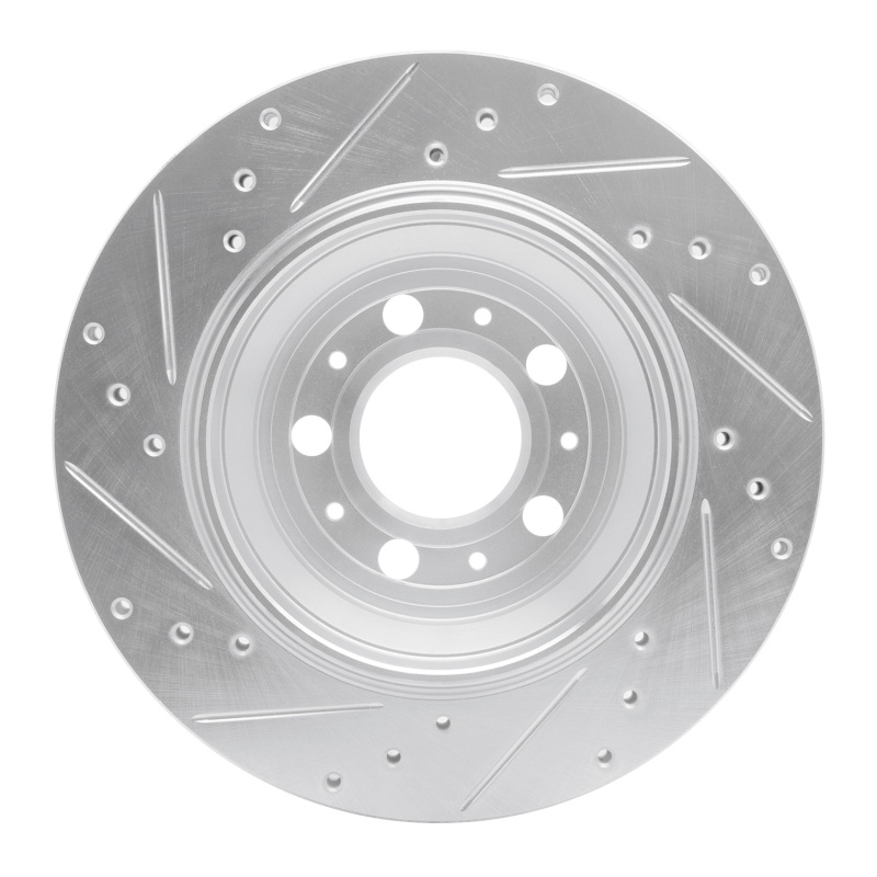 Volvo XC90 Brake Rotor (1) - Rear Right - R1 Concepts - Drilled & Slotted - Silver - `03-`14